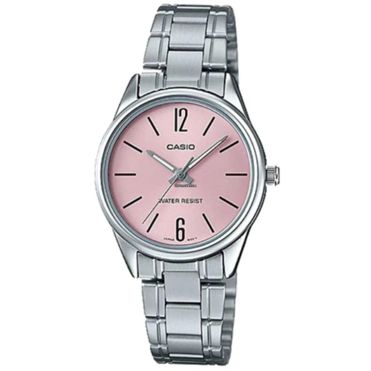 LTP-V005D-4B Women's Standard Stainless Steel Pink Dial 3-Hand Analog Watch