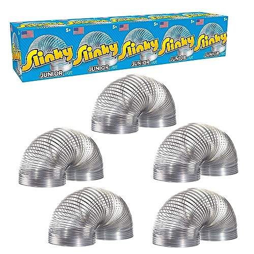 just play slinky jr the original walking spring toy 5-pack small metal slinkys kids toys for ages 5 up