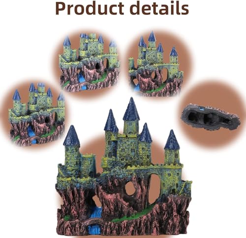 Image of Ancient Castle Fish Tank Aquarium Accessories Fish Hide House Beautiful Aquarium Decoration Ornament for Natural Looking Resin (Size:23 Cm X 9 Cm X 26 Cm)
