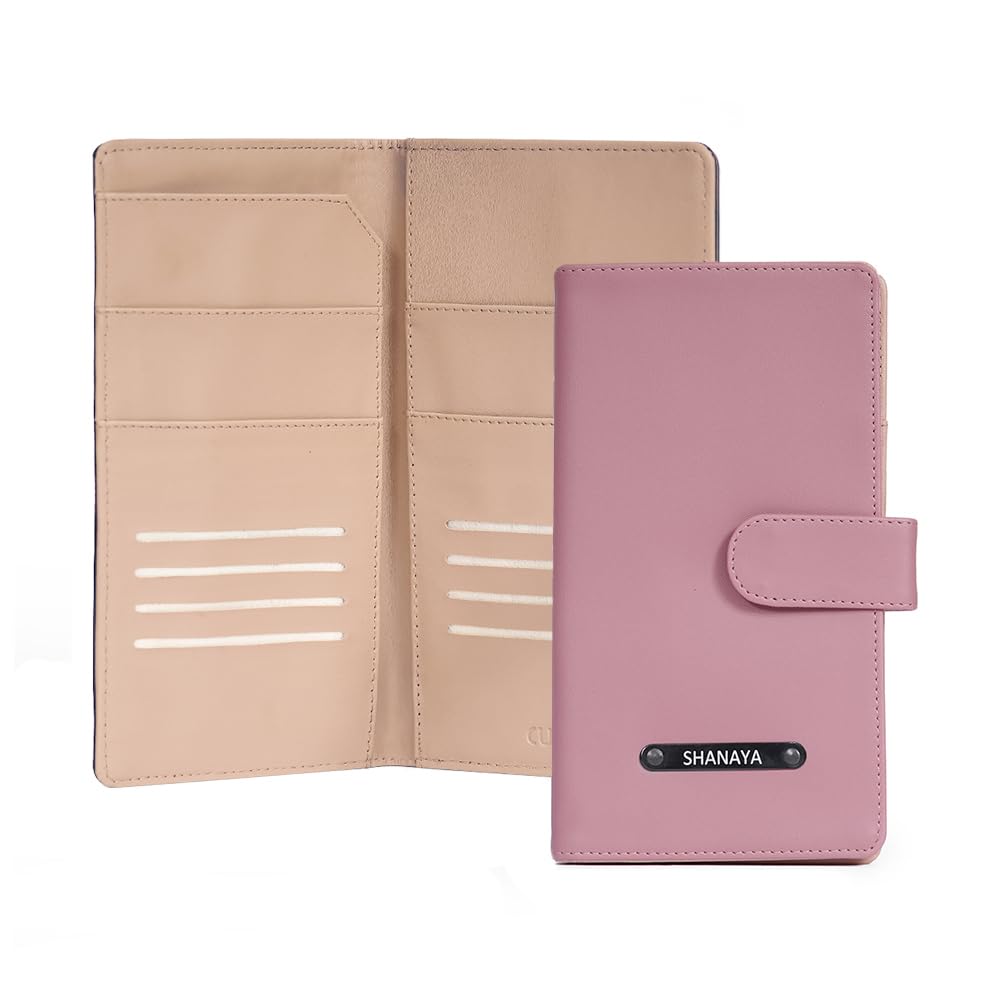 Family 4 Passport Holder, Customized Family Travel Organizer, Vegan Leather ID & Document Organizer, Personalized Sleek Travel Wallet (Cotton Candy)-image-10