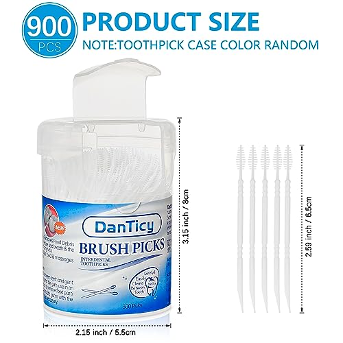 Image of DanTicy Brushpicks Interdental Toothpicks,Soft Bristle Dental Floss Picks Toothpicks,Helps Removes Plaque and Debris Between Your Teeth 900PCS (Pack of 3)