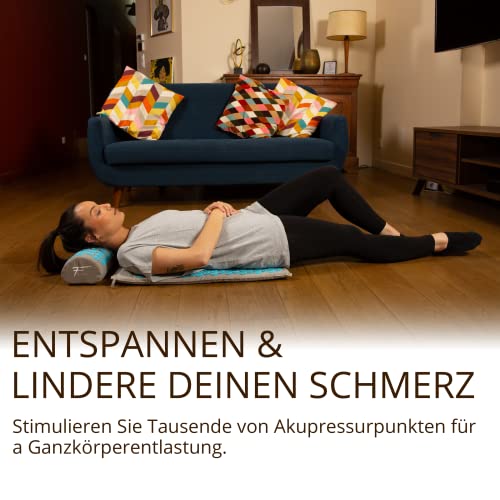 Fitem Akupressur-Set – Akupressurmatte + Kissen + Tasche + Massagekugel – lindert Schmerzen im Rücken und Nacken – Muskelentspannung