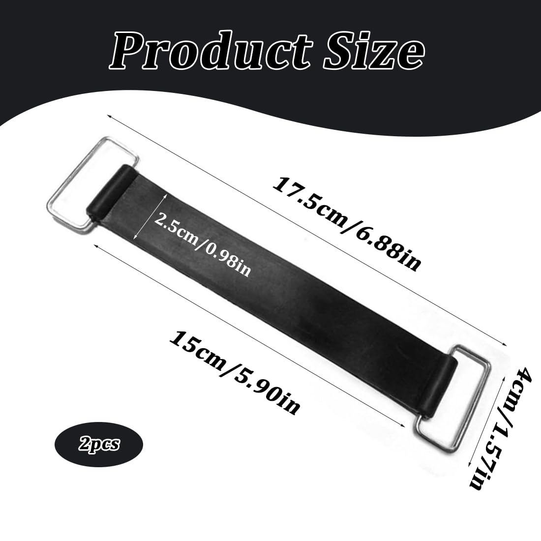 2 Pezzi Cinturino elastico in gomma per batteria Cinghie per Batteria Antiscivolo Elastico Cintura elastica per moto supporto batteria fascia in gomma montaggio per motociclette