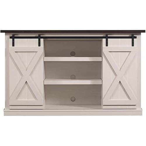 Pamari Wrangler Sliding Barn Door TV Stand, Off-White