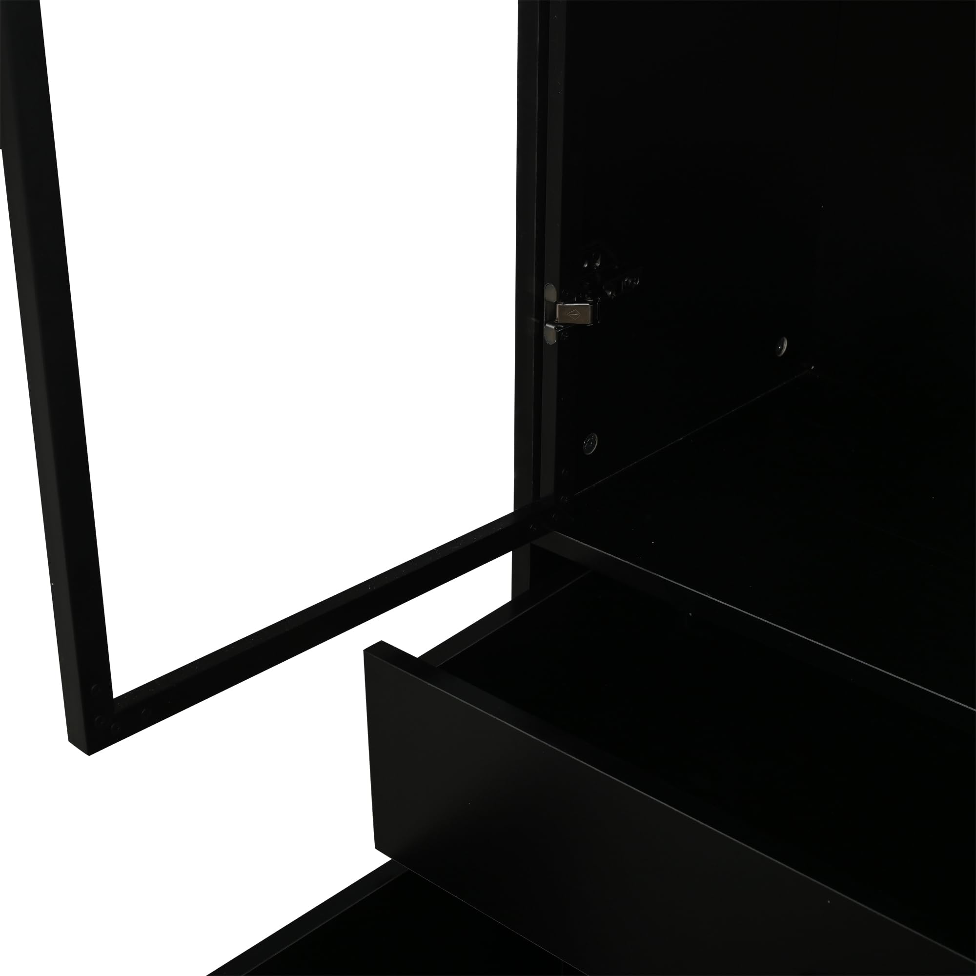 Armario alto con vitrina de cristal y LED, 120 x 35 x 200 cm, estantería con 13 zonas de almacenamiento, 4 cajones y puertas, vitrinas, armarios, para comedor y salón (negro)