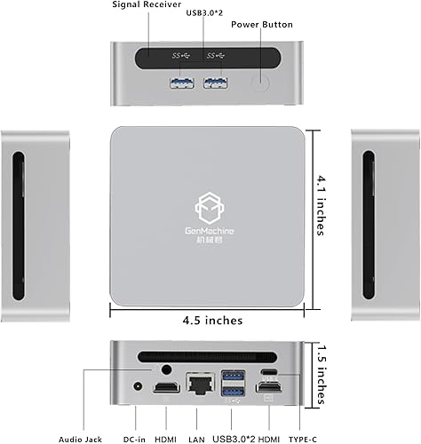 Miniatura 8 de Mini PC i5 1235U Mini computadoras de hasta 3.4 GHz 10c/12t, 16 GB DDR4, 512 GB SSD y M.2 NVME, PC para juegos con Wifi6/BT5.2/DHMI/DP,