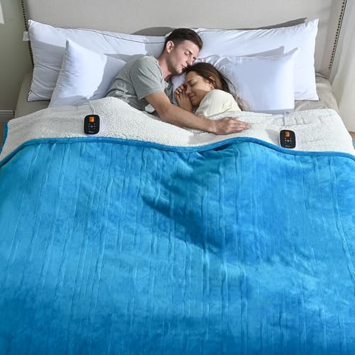 Heated Electric Blankets - Soft Flannel Heating Throw Electric Blanket with 6 Heat Settings King Size 100