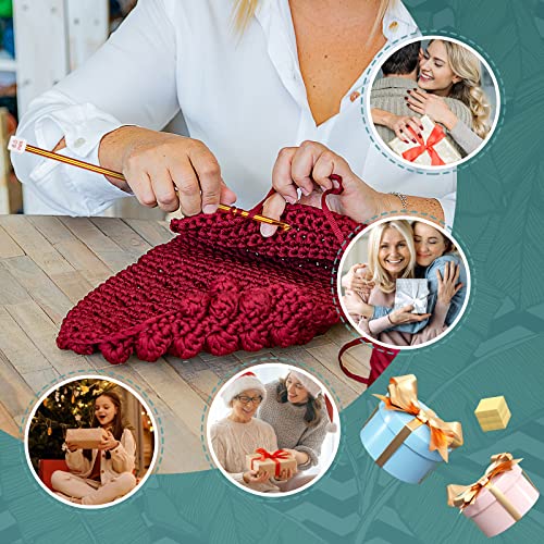 Image of Aeelike Tunisian Crochet Hooks, 11pcs Aluminum Crochet Hooks B-L for Crocheting, Crochets Hook Set with Roll Vintage Bag (2mm to 8mm)