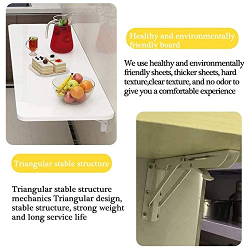 Opklapbare tafel Wandgemonteerde klaptafel, zware opklapbare wandtafel Eettafel Laptopcomputer Bureau Perfecte aanvulling op wasruimte/kantoor/thuisbar/keuken en eetkamer (wit) - Afbeelding 6
