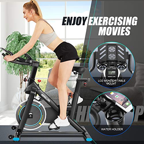 Profun Heimtrainer Fahrrad, Indoor Fitnessbike Mit APP Herzfrequenzmonitor & LCD Monitor, Bequeme Sitzkissen, Schwere… – Bild 4