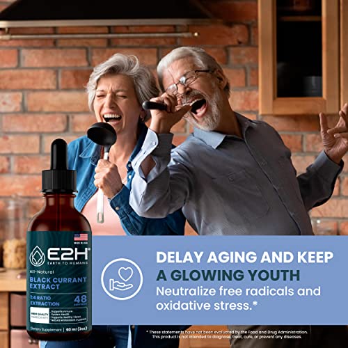 E2H Natural Black Currant Extract, Cold Pressed Black Currant Seed With Omega 6 Gla - Immune System Health - Fast Absorbing Liquid - 2 Fl Oz #TOP1