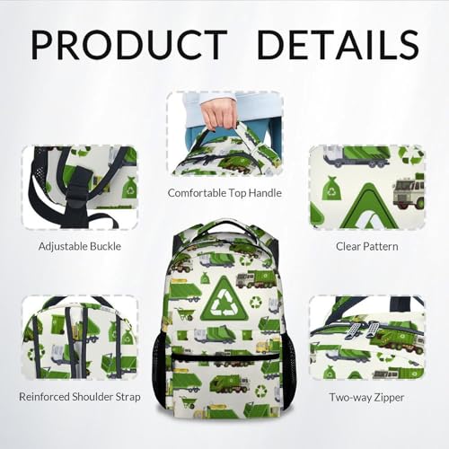 Backpack for Boys, 17 Inch Large Capacity Garbage Truck Bookbag for Kids, Cartoon School Bags for Elementary Middle School, Lightweight Backpacks for Travel4