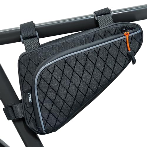 Image of Bike Frame Bag, Water Resistant Bicycle Triangle Storage Pouch with Reflective Strip, 1.5L Bike Front Top Tube Bag, Bike Accessories for Adult Bikes, Cycling Gear for Road & Mountain Bike