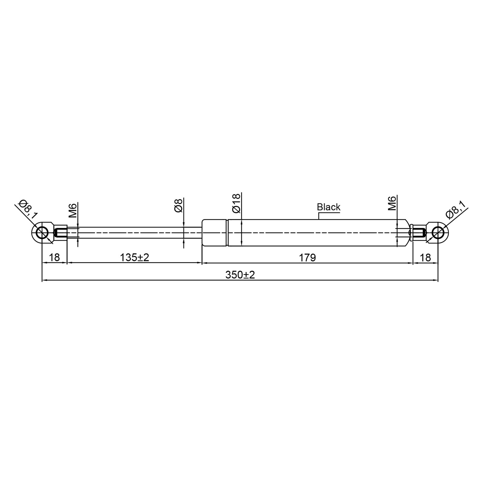 Universal Gas Struts Spring Eyelet | 100-1000 Newton | Length Options 200 mm to 900 mm | Heavy-Duty | Lift Support System (800MM, 300 N) — view 12