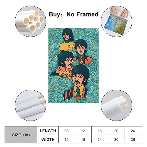 LORGL Poster décoratif sur toile The Beatles – Pour chambre à coucher – 50 x 75 cm - Les Beatles, Paul McCartney, John Lennon, RIngo Starr, George Harrison LORGL Poster décoratif sur toile The Beatles - Pour chambre à coucher - 50 x 75 cm – Image 3