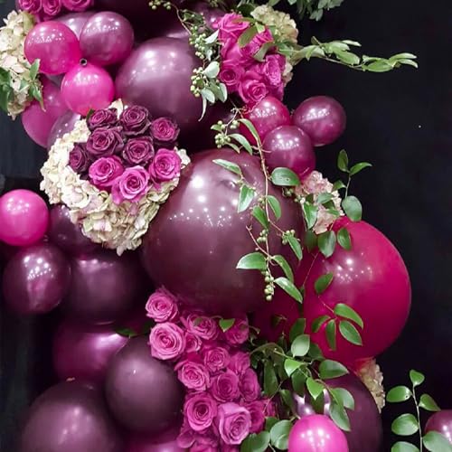 Image of PartyWoo Dark Purple Balloons 100 pcs 10 Inch Dark Magenta Plum Latex Helium Balloons for Graduation Baby Shower Gender Reveal Wedding Butterfly Halloween Birthday Party Decorations Purple-F13