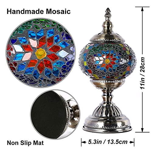 Anton Turkish Mosaic Glass Decorative Table Lamp Moroccan Lantern Home Decor Night Light For Living Bedroom Room (Multicolour) #TOP5
