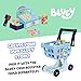 Bluey Shopping Trolley, Sturdy Toy Shopping Basket with Free-Rolling Wheels, Rotating Handle, and 8 Cardboard Accessories, Push Cart for Kids Ages 3+