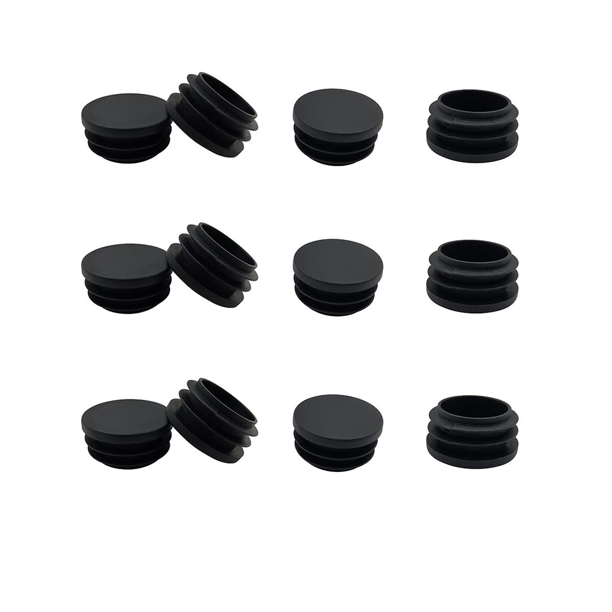 ZYYC 12 Pcs 32mm (1 1/4 Inch) Round Plastic Plug Round Tubing Black Plastic Plug，Pipe Tubing End Cap for Round Tube Furniture Finishing Plug