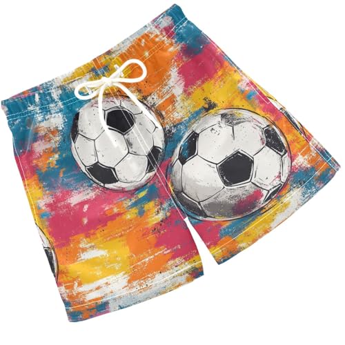 Pigsaly Boys Swim Trunks Grunge Football Abstract Soccer Boys Board Shorts Swimsuit Swimwear Summer Bathing Suit 5T Multicolor