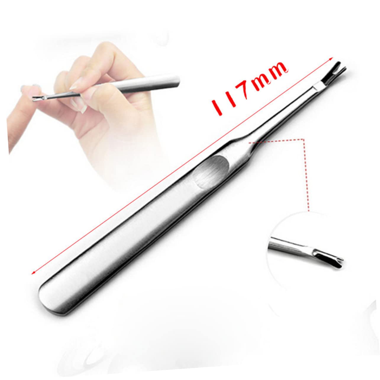 FOYTOKI V-shape Cuticle Pusher Trimmer Tool Nail Fork Nail File for Fingernails