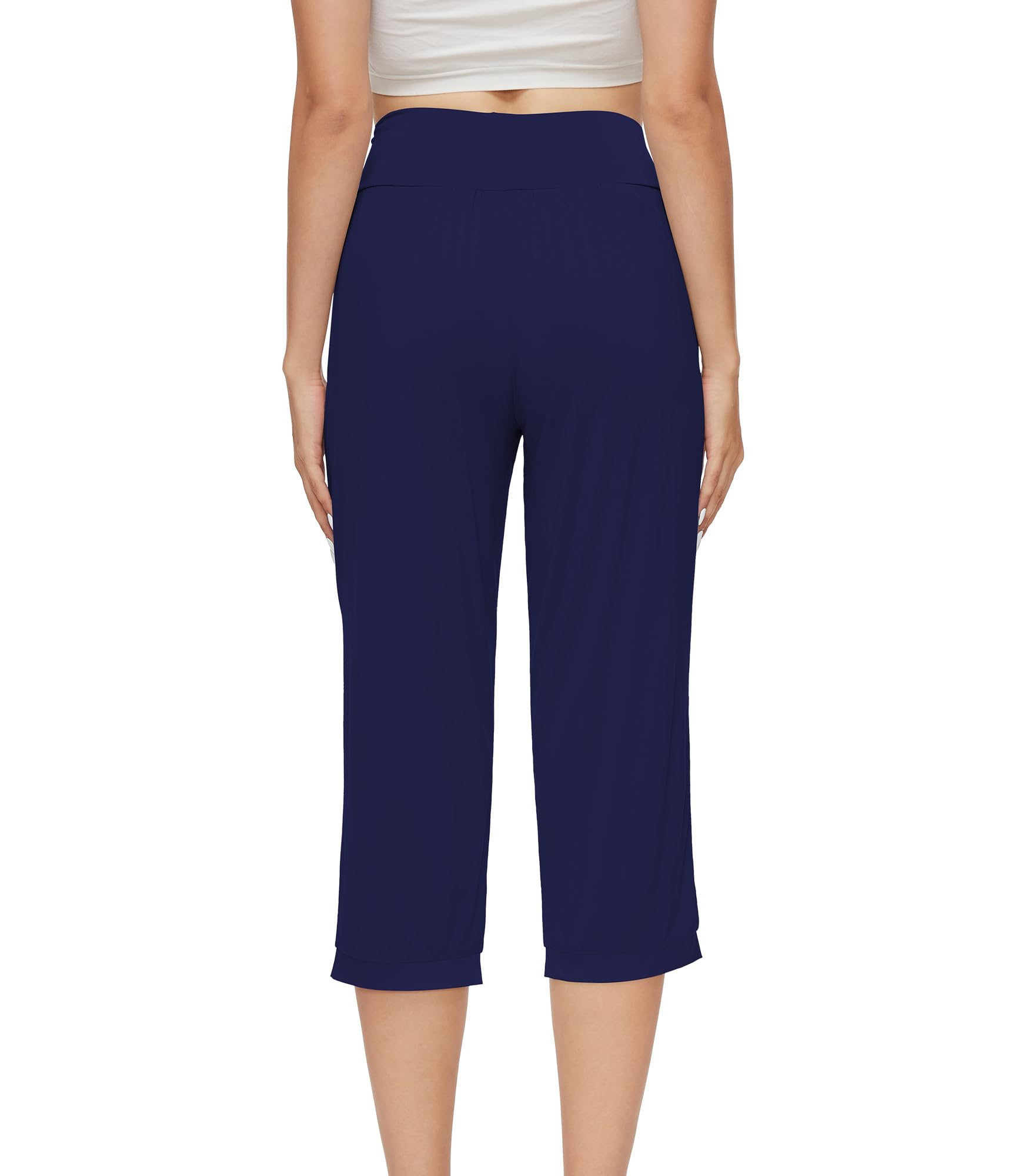 WiWi Viscosa di Bamboo - Pantaloni da pigiama a capri, da donna, casual, taglie S-XXL
