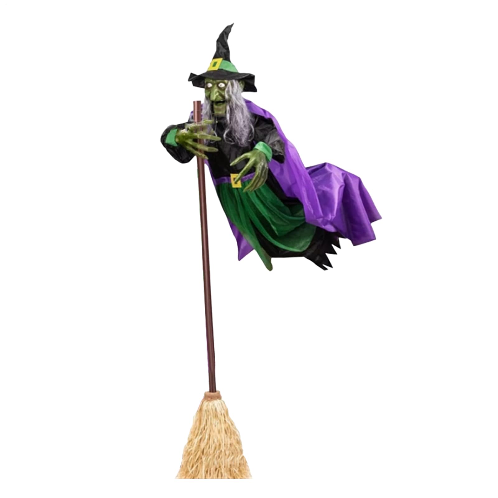 Accessoires D'Halloween Animés : grande sorcière volante avec effets sonores et yeux LED rouges