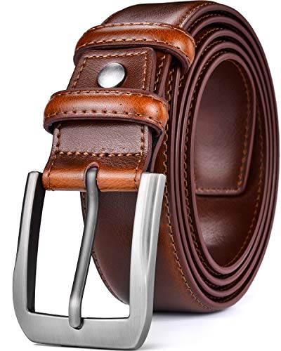 Image of beltox fine Men's Casual Leather Jeans Belts 1 1 /2 inch Wide 4MM Thick Alloy Prong Buckle Work Dress Belt for Men