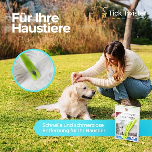 Tick Twister® - Set mit 3 Zeckenhaken im Beutel - Ermöglicht Zeckenentfernung bei Hunden, Katzen, Pferden und Männern - Original Zeckenentferner