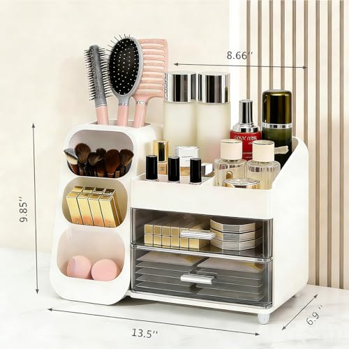 Makeup Organizer Countertop, Spacious Cosmetic Display Case with Makeup Brush Holder, Perf - image 3