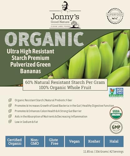 Jonnys Good Nature Organic Ultra High Resistant Starch Premium Green Banana Flour | On Average [10x's] More Prebiotic Fiber Per Gram Than Other Green Banana Flours On The Market | 42 Servings