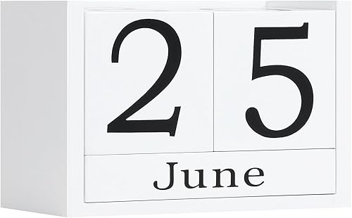 Miniatura 13 de Calendario de Bloques de Madera para Escritorio, Calendario Perpetuo de Escritorio de Tamaño Pequeño, Lindo Juego de Bloques de Fecha para