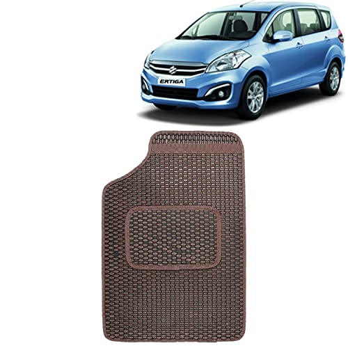 Image of Kingsway Dotted Design Car Floor Foot Mats Universal Fit for Maruti Suzuki Ertiga, Model Year : 2016-2018, Water and Dustproof, Color Brown, Set of 5 Pieces