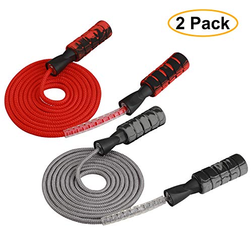 Tioamy Cuerda para Saltar Combas de Fitness Ajustable Cuerda Salto de Algodón Alta Resistencia Salto de Deporte para Niños Mujeres Adultos Equipo de Entrenamiento Físico Paquete de 2