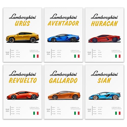 Image of Wonder HubWall Art Posters, 20x30 cm (A4), Self-Adhesive, F-1 Racing Design for Bedroom, Living Room, Office (Lambo)