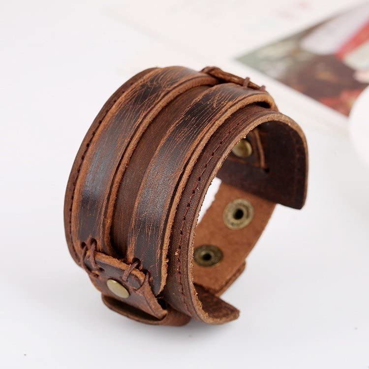 Stylish T&T Brown Leather Bracelet Wristband - New Without Packaging