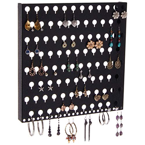 Angelynn's Stud Dangle Earring Holder Wall Mount Hanging Jewelry Organizer Display Closet Earing Jewelry Storage Rack, Sariea Black
