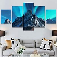 SIGNWIN 5 Panel Canvas Wall Art Modern Art Astronomy & Space Aurora Colorful Global Multicolor Photography for Home Decorations Ready to Hang - 60