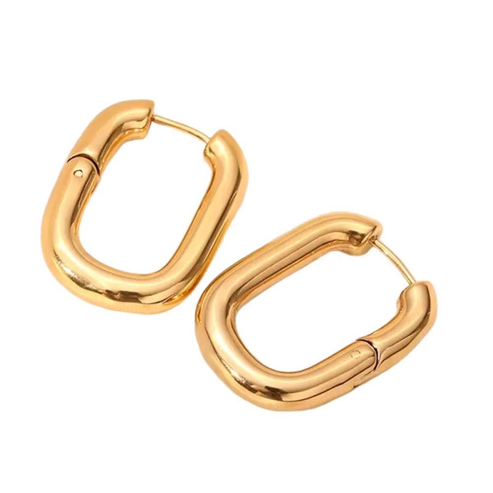 SABURI Eloise U-Shaped hoop earrings for women | 18K Real Gold over 316L grade Stainless Steel | Hypoallergenic, Waterproof and Anti Tarnish | Lead-Free, Stainless Steel Yellow Gold, No Gemstone