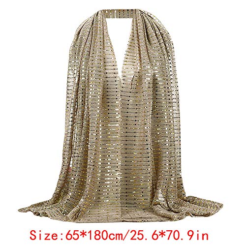 YAOSEN Women Gold Glitter Hijab Muslim Head Wrap Long Scarf (Glitter-Gold)2