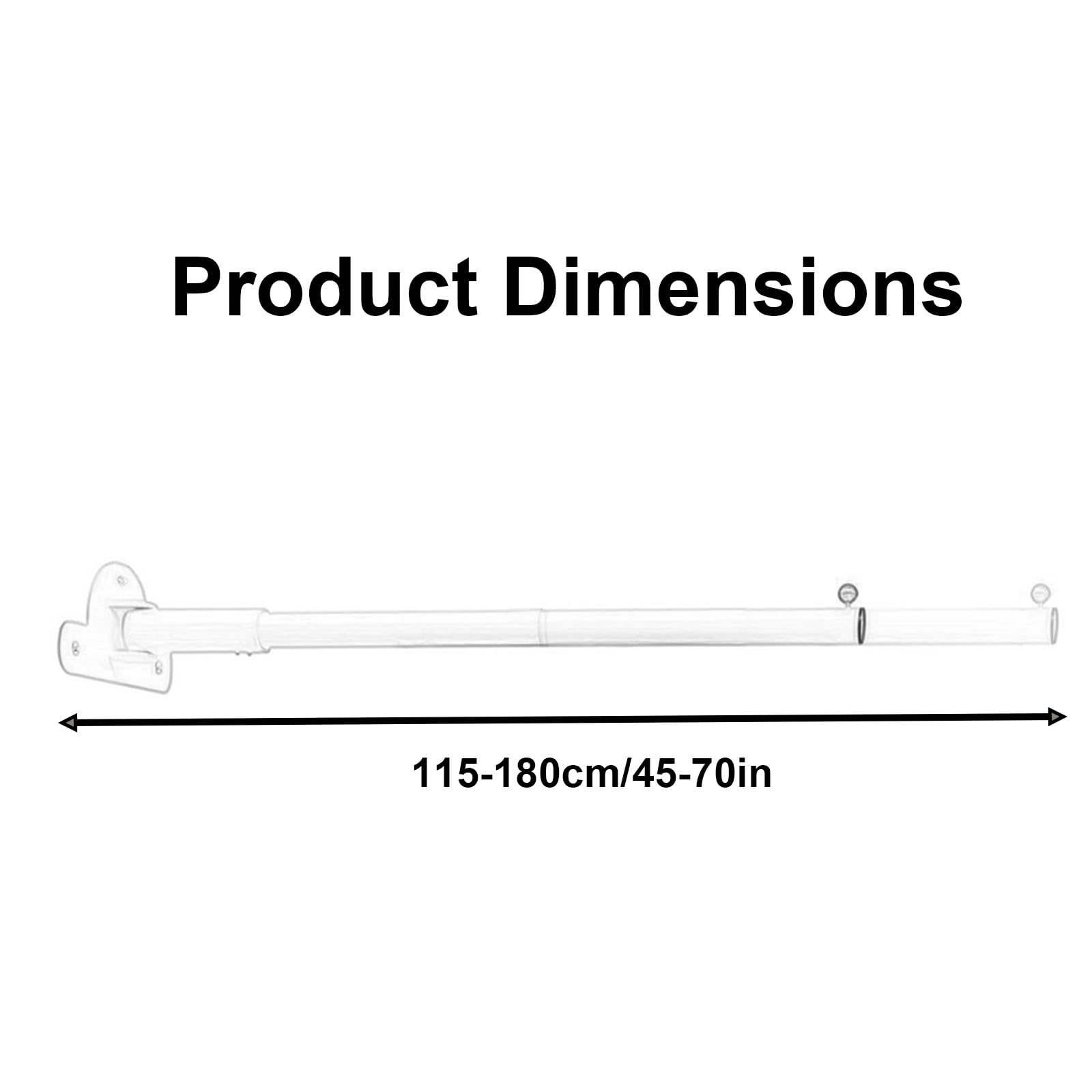 Tringle Rideau Pivotante à 180 un Seul Côté, Barre Rideau de Tension En Alliage D'aluminium à Fixation Par Perçage pour Buanderie(White,115-180cm/45-70in)