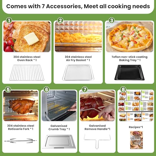 Air-Fryer-Toaster-Oven-32QT-Toaster-Oven-21-in-1-Extra-Large-Countertop-Convection-Rotisserie-Oven-Patented-Dual-Air-Duct-System-with-6-Accessories-Recipes-Black