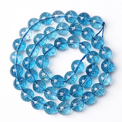45PCS 8MM Beads Blue Crystal Quartz Gem Energy Crystal Healing Jewelry Making Natural Stone Beads DIY (Blue Crystal, 8MM)