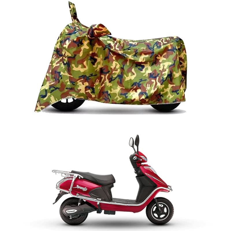 Image of Waterproof 100% PVC Coated Bike Scooty Two Wheeler Body Cover Compatible For Tunwal Sport 63 Mini 48V LA /UV-Rays /Heat Protection /Birds Dropping /Scratchproof /Dust proof /All[6X6 Jungle Print]