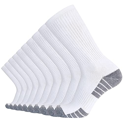 SoxDaddy 10P Pack Men's Cotton Moisture Wicking Cushion Crew Socks (US 10-13/shoe size 6-12, White3)