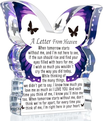 MY-ALVVAYS Sympathy Gifts, Memorial Gift for Loss of Loved One, Loss Mom Dad Husband Wife in Heaven, Bereavement Gifts Ideas, Grief Gifts A Letter from Heaven Keepsake Decorative Signs Plaques