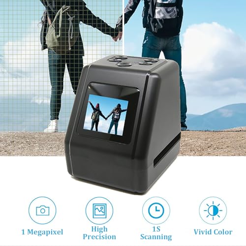 Image of Mini Digital Film and Slide Scanner, Film Negative Scanner, Converts 135, 126, 110, Super 8 Film Negatives Slides to 22 M JPEG Images, Adapters with 2.0 LCD Screen