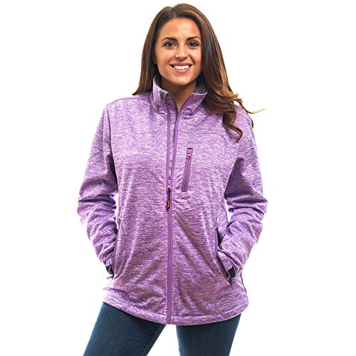 TrailCrest Womens Fleece Waterproof Softshell Jacket-Coral Fleece Lining, Full Zipper, Warm, Lightweight. Purple Heather