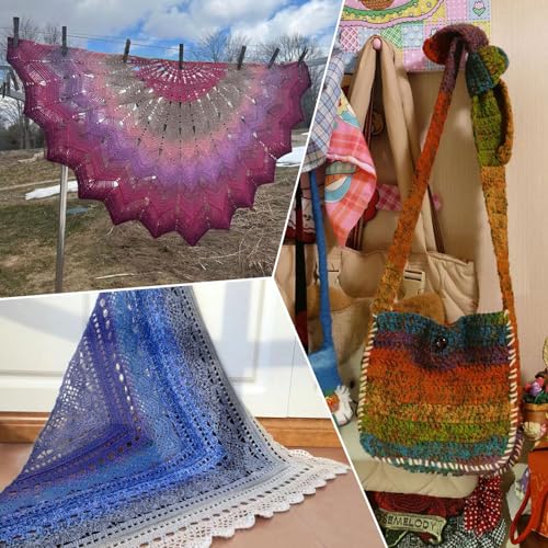 Image of NICEEC 3 Skeins Rainbow Soft Yarn 100% Wool Gradient Multi Color Yarn for Crocheting Knit Total Length 180mx3(196ydsx3,50gx3)-7#