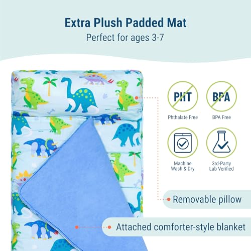 Image of Wildkin Kids Nap Mat with Pillow and Blanket, Preschool Rest Mat